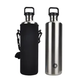 FEIJIAN Stainless Steel Water Bottle Portable Cycling Sports Bottle Leakproof BPA Free Large Capacity With Bottle Bag 240416