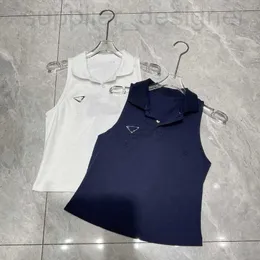 Camisoles Tankları Tasarımcı 2024 İlkbahar/Yaz Yeni Kore Edition Polo yaka tek göğüslü kolsuz tişört ince fit ve eğlence tankı üst kadın batı tarzı d5xi