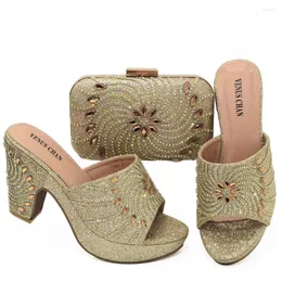 Casual Shoes Doershow African and Bag Matching Set With Gold Selling Women Italian For Party Wedding HJK1-20