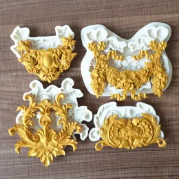 Moulds Silicone Relief Mold Baking Supplies Decoration Tool Grape Flower Lace Chocolate Cake Handmade DIY European Style Fondant Moulds