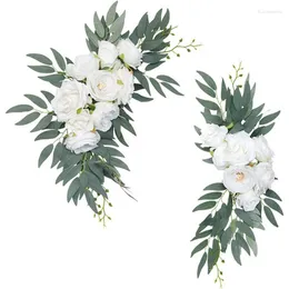 Flores decorativas Kit de flor de arco de casamento artificial Boho Eucalyptus Garland Cortinas Decoração Sinal de boas -vindas