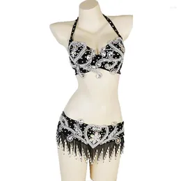 Wear Stage Wear Crystal Belly Dance Bing Belt Cintura da 2 pc set Ladies Dancing Carnival Samba Show Bikini Club Outfit festa