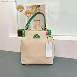 Luxusdesignerinnen Frauenbag Neues modisches Kontrast Leinwand Eimer -Beutel Single Schulterkreuzkörper High -End -Gurt Handheld