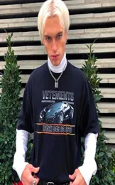 19SS Vetements Drukowanie samochodu moda T -koszulka Letnia oddychająca koszulka zwykła prosta mężczyzna Kobiet Street Street krótkie rękawy Hflstx4104829989