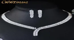 Gorgeous White Gold Color African Nigerian Design Fashion Bridal Wedding CZ Crystal Jewelry Set for Women Party T035 210714288U4387433