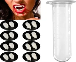 Vampire Teeth Fangs Dentures Halloween Cosplay Props with Teeth Pellets Adhesive for Halloween Costume Party Favors3305542