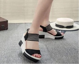 New Fashion Wedge Women Shoes Casual Bugle Buckle Buckle High Heel Shoes Fish Roth Routh Sandals 2019