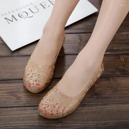 Sapatos casuais magu praia feminina elegante bombas de salto pequeno calçados de verão saltos de sandálias 2024 geléia feminina plástico plana hollow water impermeabilizada