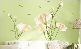 Lily Flowers Wall Sticker On The Wall VinYl Wall Stickers Gome Decor Bedroom Backdrop Wall Decals1669580