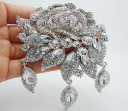 Moda inteira de 2014 elegante noiva clara de cristal art déco flor rosa broche pin ping pinging6375374