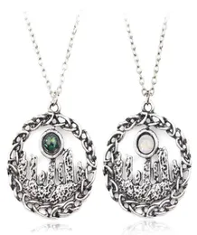 Hänge halsband mode outlander crystal halsband smycken cirkel knut sassenach vintage silverfärg för män kvinnor par gåva1426020
