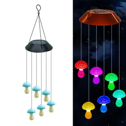 Dekorative Figuren Solarlampe Pilz Wind Chimes Windchimes Led Kronleuchter etwa 66 cm hoher Outdoor -Nutzung für Innenhofgartendekoration