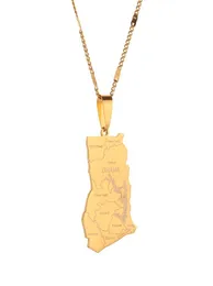 Stainless Steel Ghana Map Pendant Necklaces Fashion Ghanaian Map Women Jewelry5530052