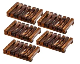 Stock Natural Wood Bamboo Soap Dish Tray Holder Storage Soap Rack Plate Box Container för badduschplatta Badrum9469734