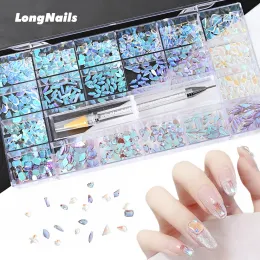 Kleid 480/1000/2000 Trendy Aurora lila flache Strasssteine Nagel Salon Versorgung Edelstein Kit -Box mit Wachsstift Mix Glaskristallsteinen Box ZB5