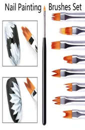8pcSset Desenho de flor Nail Art ACRYLIC Brush UV Gel Gradient Design Wood Holding Diy Manicure Pintura de unhas de arte Pen Pen Tool3181084