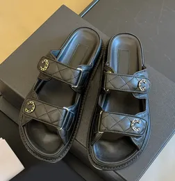 Tasarımcı Sandallar Ünlü Kadınlar Slaytlar Sandale Flatform Terlik Kaydırıcıları Ayakkabı Alt Flip Flops Yaz Günlük Plaj Sandal Gerçek Deri En Kalite Kutu 10a