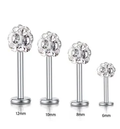 Hela kroppsmycken labret ringar rostfritt stål Shaballa Crystal Disco Ball Lip Piercing Jewelry 16g Lip Ring 30pcs1589274