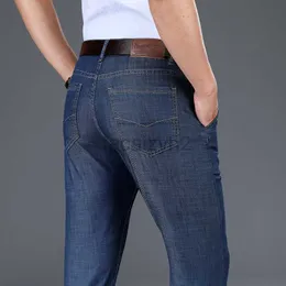 Herren Jeans 2022 Sommer Neue Herren Jeans Geschäft loser gerade Beinhosen mittleren Alters Herren Dünner elastischer Denimhose Plus Size Hosen