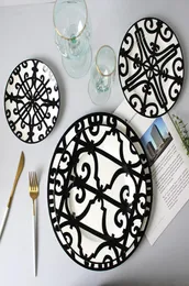 Dimensioni integrali Dimensioni Black Ceramic Piatti per le stoviglie Canna decorativa Cina set di piatti da pranzo per dessert bistecca 1483754