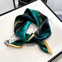 100% Silk Four Seasons Scarves Fashion Prind Prete solar de lenço de lenço étnico Estilo de cabeça quadrada pequena xales de impressão 240412