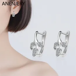 Brincos de garanhão Anenjery Small Zircon Tree Folle Hoop for Women simples huggie aretes pendentes