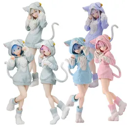 Anime Manga 22cm Anime re partindo do zero em outro modelo Rem Image Model Ram Puck Dress de nível básico PVC Emilia Series Gift Toysl2404