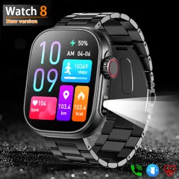 Relógios novos leds de iluminação Torch Smart Watch 2.01 polegh Touch Screen Sports Assista a saúde Monitoramento de saúde Bluetooth Call SmartWatch Men Women