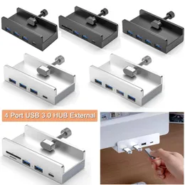 USB 3.0ハブ外部クリップタイプスプリッターアダプターデスクトップラップトップワイヤーマルチポートドックステーションタイプCクリップハブパワーTFカードスロット240418