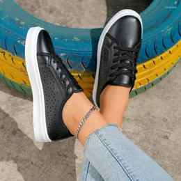 Casual Shoes Ladies 2024 Lace Up Women's Vulcanize Fashion Hollow Out Round Head Versatile Sneakers