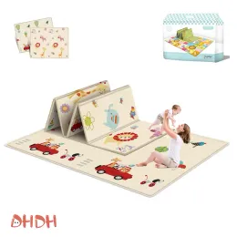 Playmats çift katlı katlanabilir çocuklar halı karikatür bebek oyun mat eğitim bebek aktivitesi halı su geçirmez ve kolay saklanır