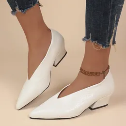 Повседневная обувь 2024 летние женские женские универсальные ретро с твердым цветом с низким каблуком модный острый палец на один шаг тонкий рот