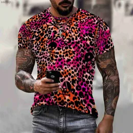 Men's T-Shirts New Trend Fashion Hip Hop Street 3D Printing Leopard Pattern Mens Personalized Clothing T-shirt Summer Casual Top Short SleeveXW