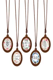 In tutto il vetro in legno fatto a mano Cabochon Bibbia Versi Citazione Collana Personalizzata gioielli cristiani per donne4723194