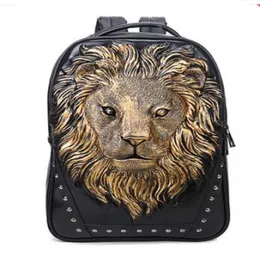 s Brand Bag Street Toufeng 3D Estéreo Leão Sacos de Viagem de Animais de Personalidade Tidal Bag do Rivet Bag Criativo Estudante de Moda2902989