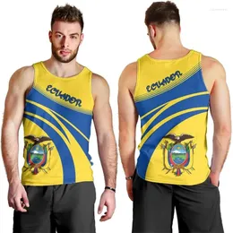 Herren -Tanktops Ecuador Flag Map 3D gedruckt Top für Männer Kleidung Fahsion Sport Ecuadorian Weste Fitnessstudio Weste Waffenmantel Jersey