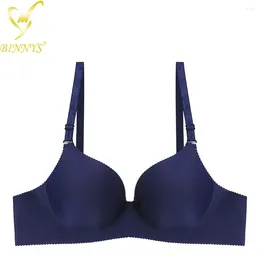 Bras Binnys Push Up Женского бюстгальтера Сексуальное удобное сплошное блокновое хлопок Overwire