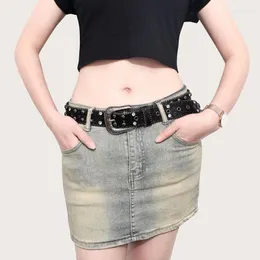 Paski PUT PET Z nitami wytłaczający pin Bluckle Kobieta Pełne cekiny Talii dziewczyny na dżinsy spódnicę