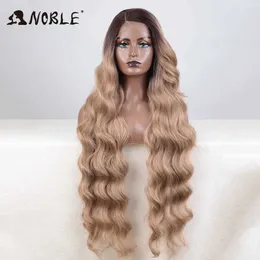 Parrucche sintetiche nobili in pizzo sintetico anteriore wig onde lunghe 36 onda corpo con pizzo frontale parrucca pizzo femminile parrucca anteriore ombre bionda ruolo giocando parrucca q240427