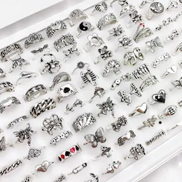 30pcs/lot int intage bohemian rings for women girls punk hip hop butterfly heart flowers skull shull snake fing rem set Jewelry Gift 240423