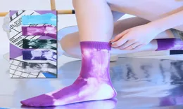 Tie Dye Dye Socks Kobiety i mężczyźni pończochy w stylu Allmatch Wysokiej jakości bawełniany litera oddychająca sportowa skarpetki 7360380