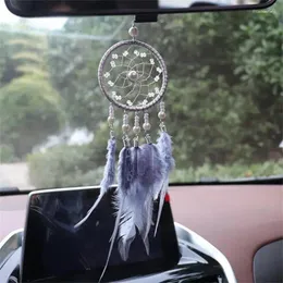 Dekorativa figurer 34 cm Creative Mini Feathers Wind Chimes Tassel Catching Monternet Pendant Car Wall Hanging Decoration Dream Catcher