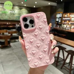 Cell Phone Cases Cute 3D Love heart phone case For iPhone 15 14 11 12 13 Pro Max Anti-fall dirt Shockproof Soft TPU Silicone Protective Cover J240426