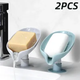 Piatti 2 pezzi Piatto di sapone per ventosa per il bagno Porta di sapone per foglie portatile Vestroso di plastica per accessori per il bagno in cucina Accessori per il bagno