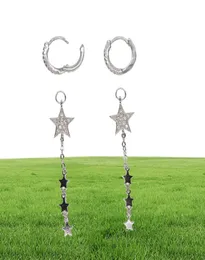 Nuovo Arrivo Star Star Placted Star Dangle Chain Star con CZ Hoop a due vie Usa la stella regalo di Natale Earring2801257