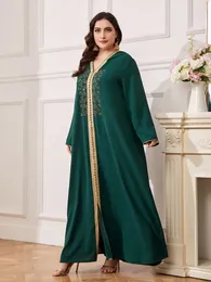 Этническая одежда Рамадан Ид зеленый абая Дубай Турция Ислам Хиджаб Мусульманское платье Кафтана Равка Лонгэ Африканские платья для женщин для женщин