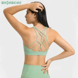 Bras shinbene seksi haçlı yastıklı egzersiz spor salonu bras bayanlar çıplak hissediyorum strappy yoga fitness spor sütyen aktif giyim artı boyutu