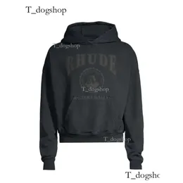 Männer Designer Hoodies Rhude Hoodie Sweatshirts Rhude Vintage Wäsche Old Printed High Street Letter Drucken Sport Hoodie Grey Black Mans Womans Hoodie XL 739