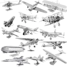 3D Puzzles New 3D Metal Puzzle Military Retro Fighter Model SR-71 Fokker D-V11 Afro Lancaster Bomber Handmade Assembly Model Puzzle ToyL2404