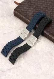 Guarda Accessorio BlackBlue Silicone Band 18202224mm Gullante Orologi in gomma Strap Scasso WaterPfoof Braccialetti di sostituzione Braccialette Bracciale Bracciale Braccialette9363037